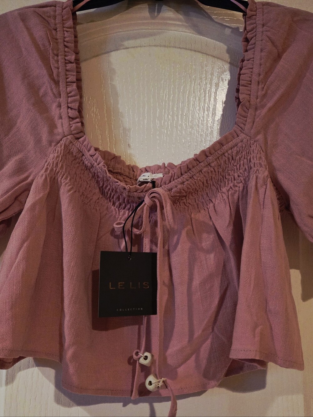 NWT BOHO Le Lis Dusty Rose Smocked Off-Shoulder Top